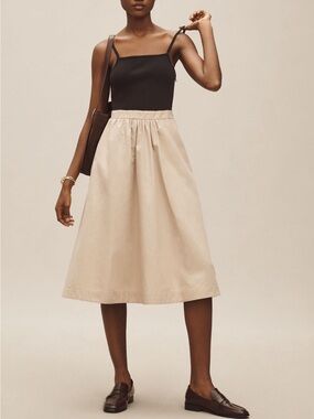 Anthropologie Maeve Sleeveless Rib Poplin Twofer Midi Dress